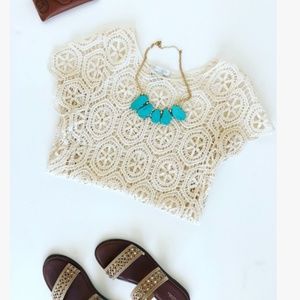 Juniors L Crochet Top